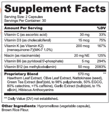 Cardio Shield Ingredients Supplement Facts