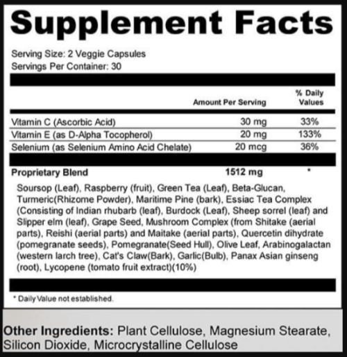 MycoSoothe Ingredients Supplement Facts