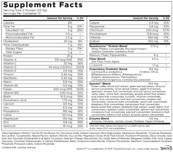 Smash It Slimming Shake Ingredients Supplement Facts